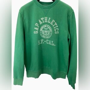 GAP Green Sweatshirt Full Length Crewneck with Logo Text in Large